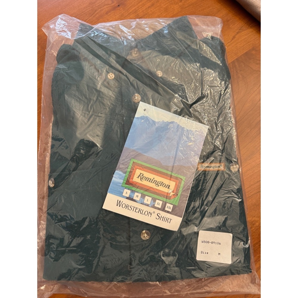 Remington Worsterlon Shirt Mens Medium Forest Green Corduroy Collar USA NIP